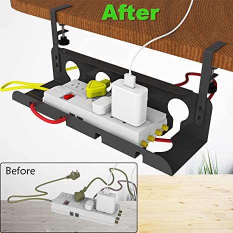 Under Desk Cord Organizer and Clamp Mount System for Tidy Cable Management 43*10*10cm
