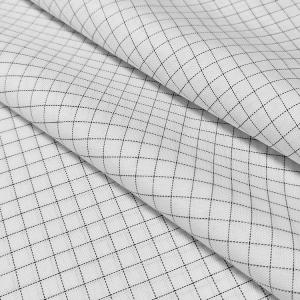 China White 7MM Grid 65% Polyester+32% Cotton+2% Carbon Fiber T/C ESD Anti Static Fabric For Cleanroom Clothes on sale