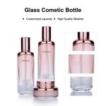 60g 100ml 120ml Pink Transparent Gradient Glass Bottle Skincare Set Packaging