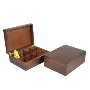 Quality Walnut Tea Bags Wooden Storage Case With 8 Compartment wholesale