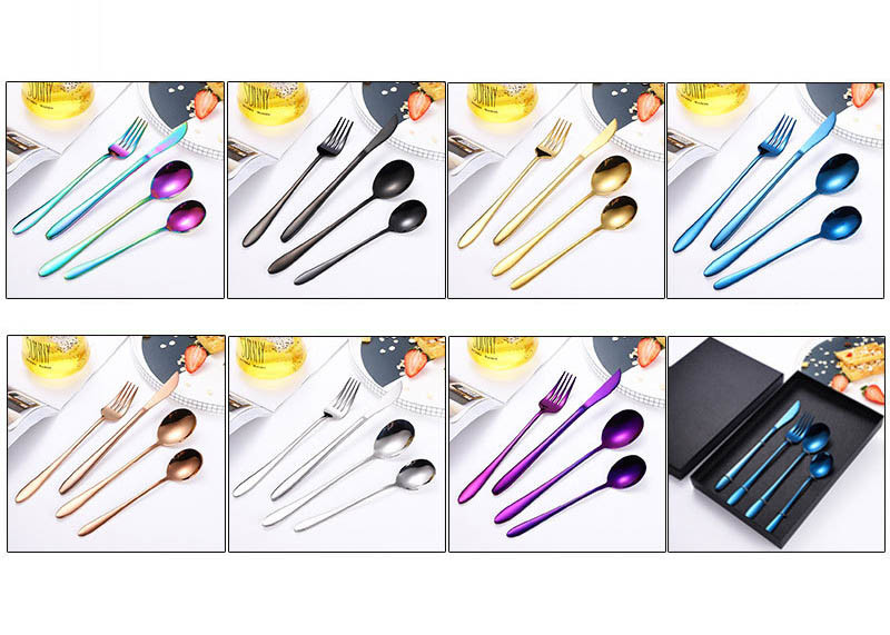 Five Piece Kitchen Household Items Western Stainless Steel Fork And Spoon Set Gift Box