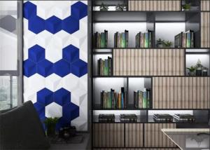 Quality 200*230mm Decorative Bathroom Floor Tiles , Hexagon Blue Ceramic Tile wholesale