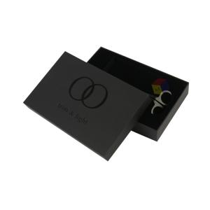 Quality Luxury Black Custom Glossy Logo 2 piece Paper Rigid Cardboard Gift Packaging Box With Lids wholesale