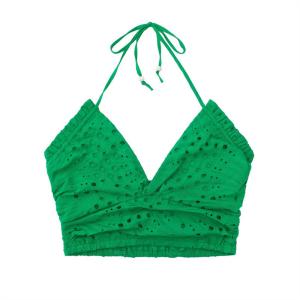 Quality Strappy Women Sleeveless Tank Tops Perforated Embroidery Sexy Backless Halter wholesale