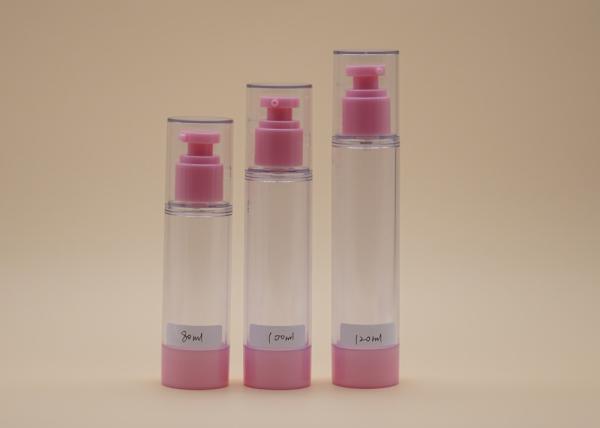 Pink And Clear Color Airless Treatment Pump Bottle 80ml 100ml 120ml With Over