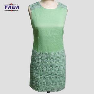 Quality High quality elegant sleeveless green girls a line skirt summer dress 2017 women dresses ladies with lace wholesale
