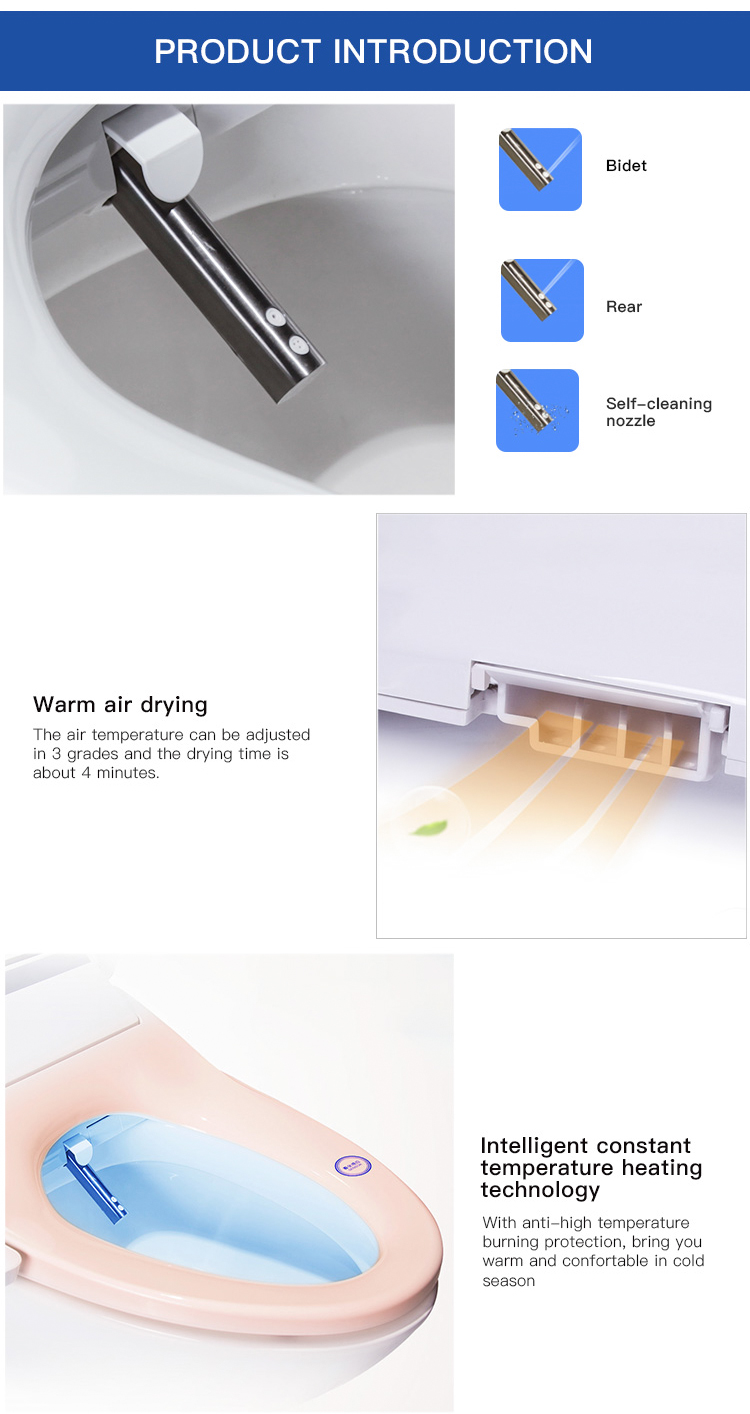 Sanitary Ware Smart Toilet Seat Cover , Heated Toilet Seat Bidet ISO Approved