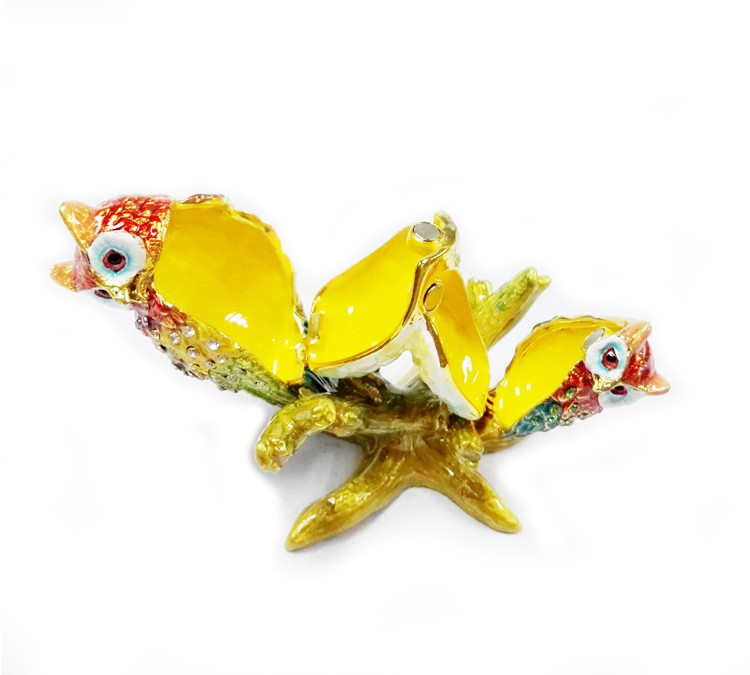 Bird owl trinket jewelry box owl jeweled animal boxes bird bejewelled boxes