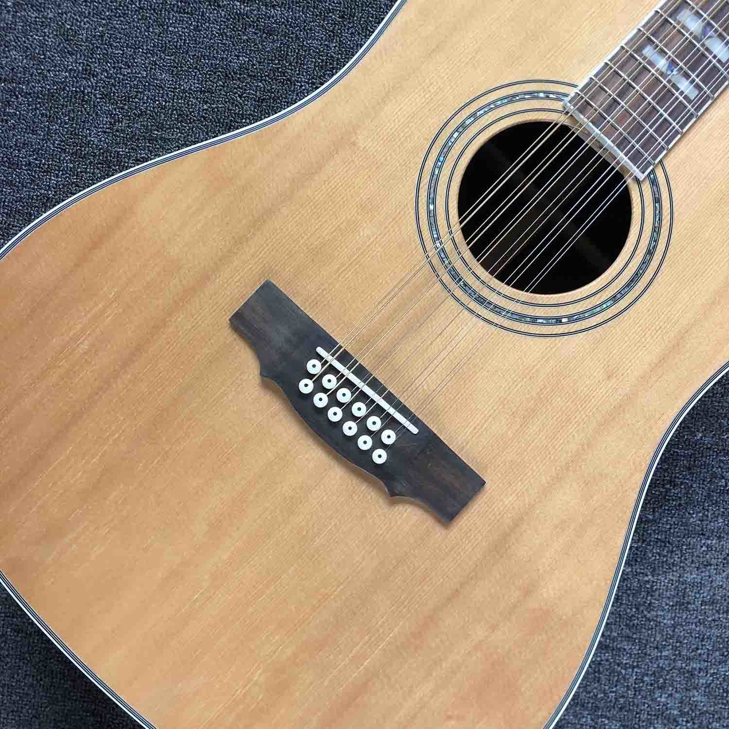 Custom 12 Strings D Body Solid Cedar Top Rosewood Back Side Guilds Acoustic Electric Guitar