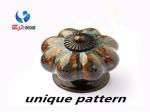 Colorful Pumpken Shape Ceramic Cupboard Door Knobs Porcelain Antique Bronze