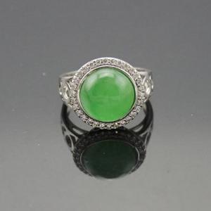 Quality Silver Jewelry 925 Silver 11mm Round Cubic Zirconia Jade Ring (R25) wholesale