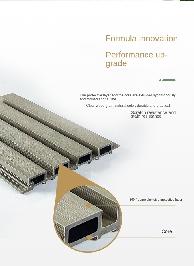 Brown 25x227mm WPC Cladding Wall Panel For Hotel Park Wood Plastic Composite Siding Grille Plank