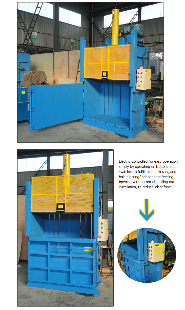 220v Press Vertical Cardboard Baler Machine Waste Carton Hydraulic 60hz