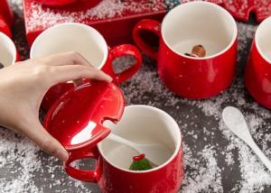 Quality 350ml 13x9.5x9cm Glaze Christmas Ceramic Mugs wholesale