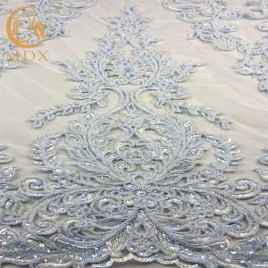 Quality MDX Embroidered Mesh Lace Fabric Sequins Water Soluble By The Yard wholesale