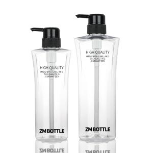 Quality Transparent Cylinder Round Cosmetic Lotion Bottle 400ML 600ML Black Pump wholesale