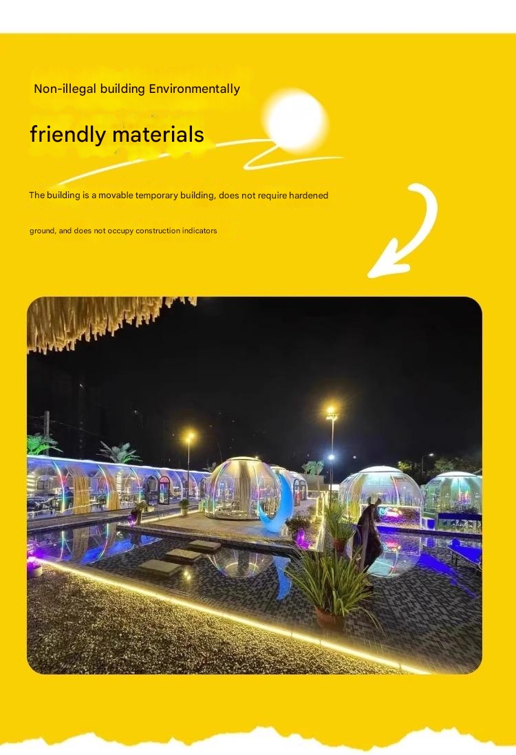 Outdoor Rectangular Sun Glass Room Full Transparent Bubble Room Spherical Tent for PC Hotel Star Room Homestay