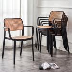 Rattan Restaurant Chair Plastic Stackable PP Plastic Dining Armchair