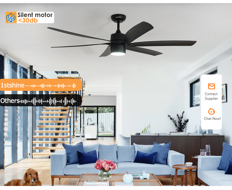 Modern Design 65" Industrial Ceiling Fan with Light and 6 ABS Blades Mulit Colors