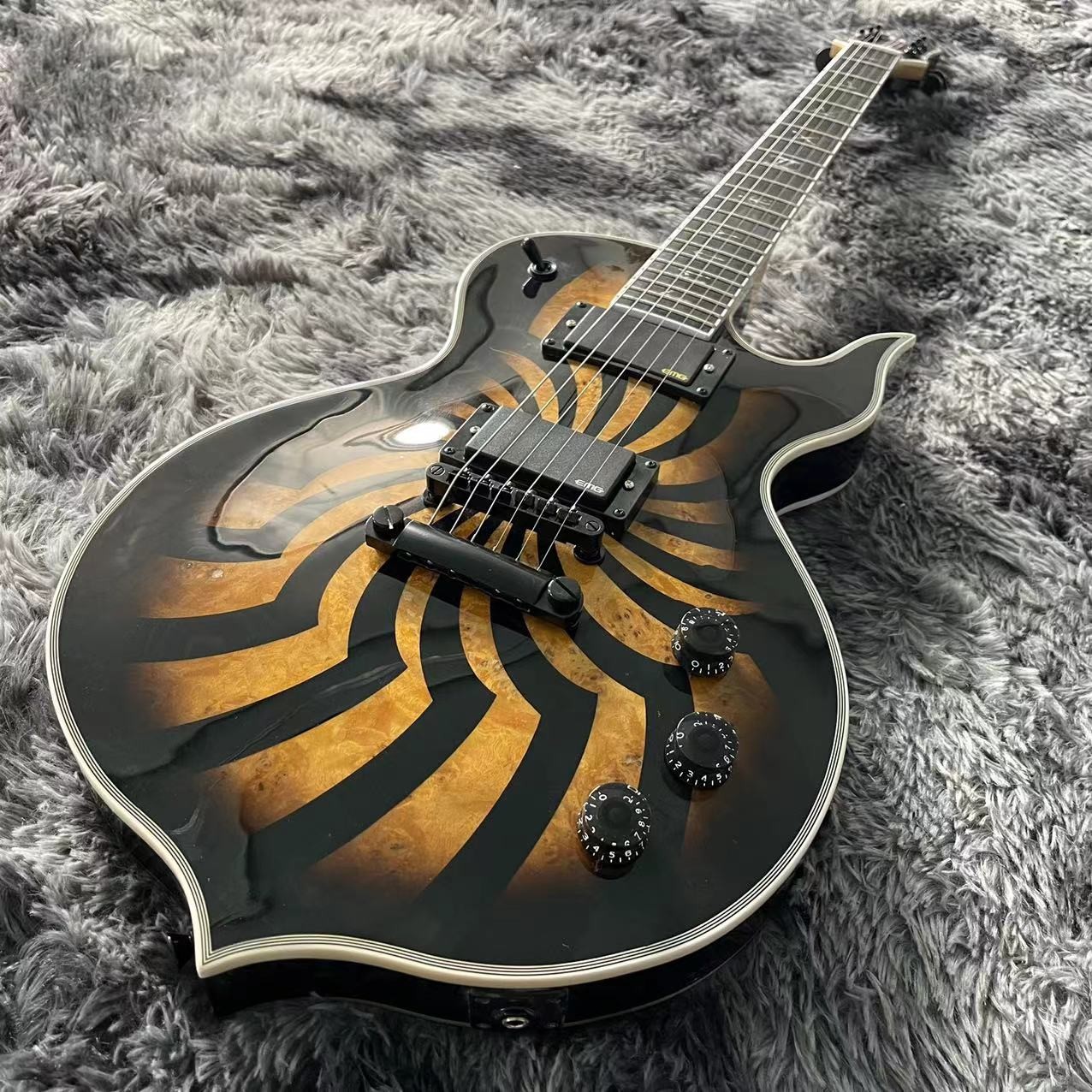 Custom Grand Guitars Wylde Audio Odin Grail Charcoal Burst Buzzsaw Electric Guitar Ebony Fingerboard Active Pickup