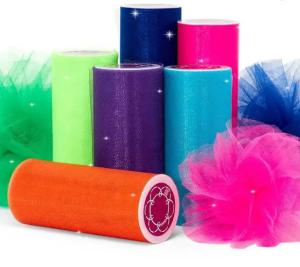 Quality Shine Glitter Nylon Tulle Fabric Roll Customizable Tulle Rolls wholesale