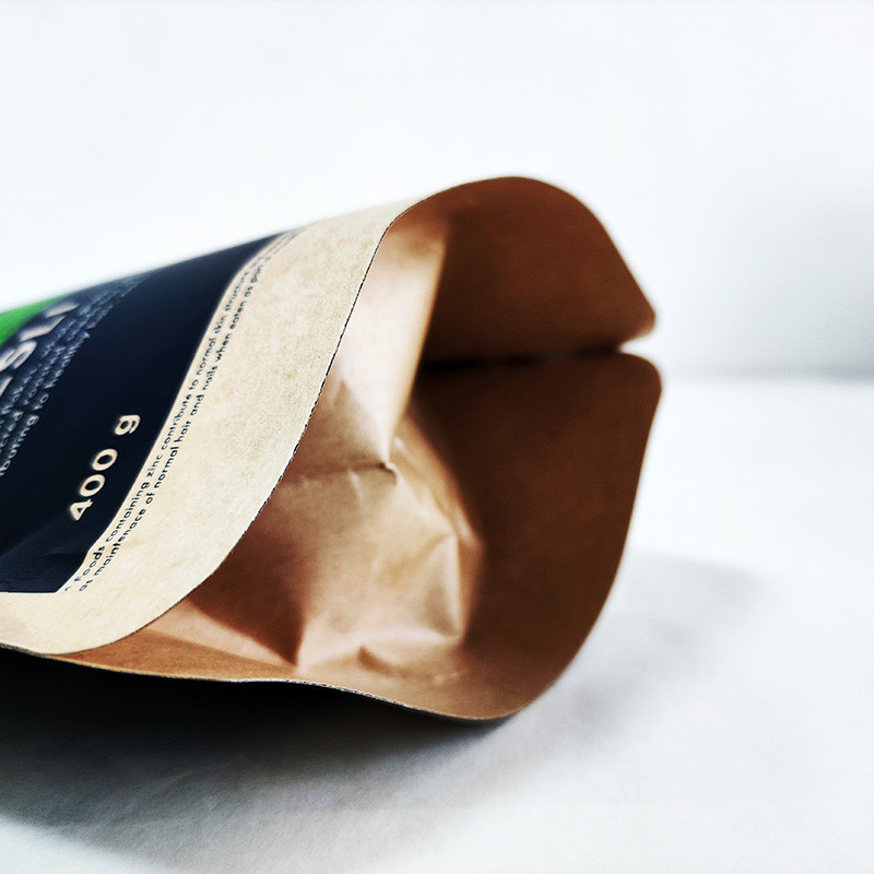 Resealable Brown Kraft Paper Bags Zipper Stand Up Packaging For Coffee Tea