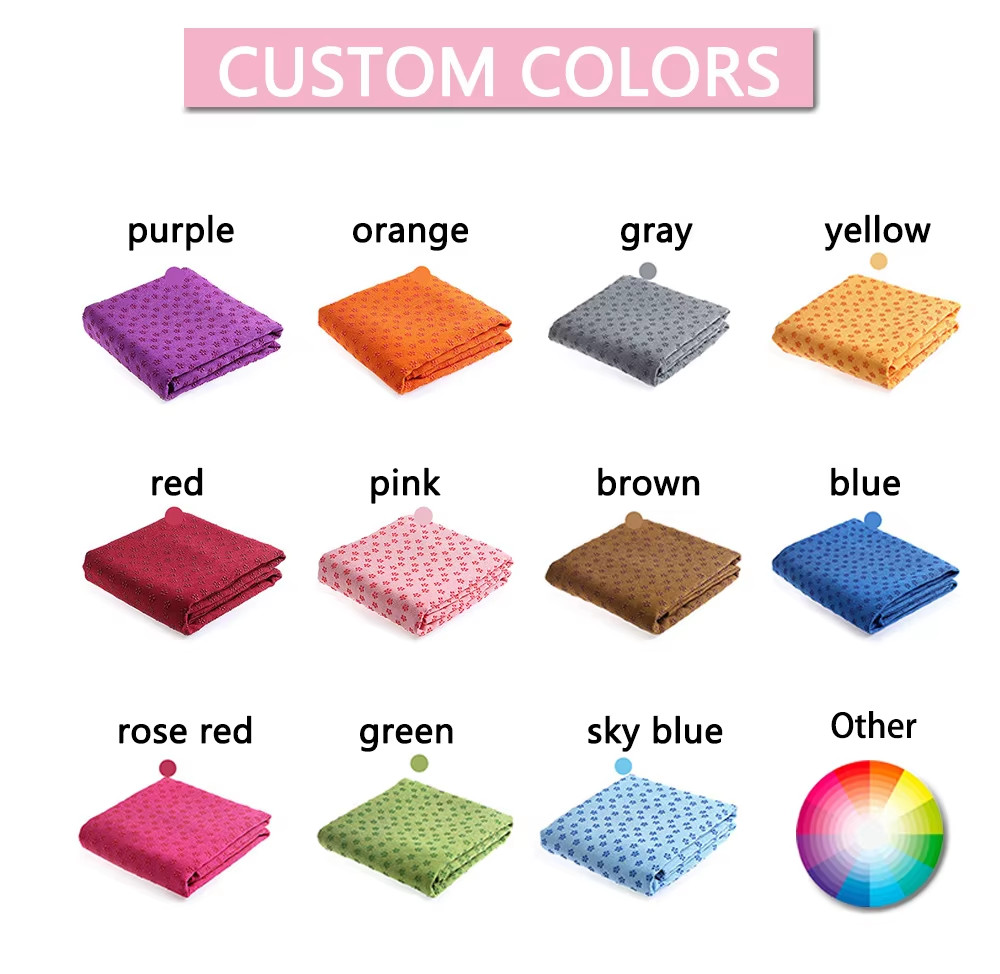 Wholesale Eco-friendly Yoga Towel Anti Slip Quick Dry Custom Colourful Natural Microfiber Yoga Mat Towel