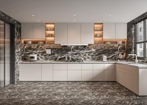 Quality European Style Lighting Wall Shelf Liner Plywood White Minimalist Kitchen Cabinet wholesale