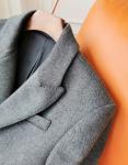 NO Hooded Men's End Cashmere Coat 90% Wool 10% Cashmere Double-Breasted Mid