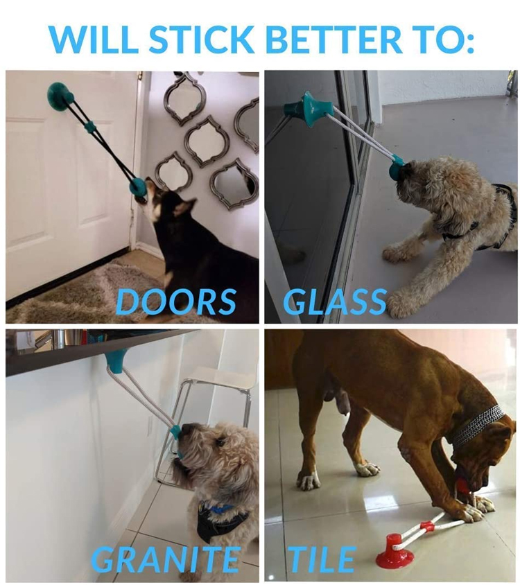 Pet Dog Self Play Tug Pull Force Vent Durable Strong Teeth Cleaning Suction Cup TPR
