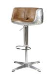 Vintage Fabric Brown Leather Counter Adjustable Height Stools With Alluminium