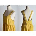 Florist Yellow Linen Cotton Apron 2 Front Pockets Cleanroom Foldable Customized