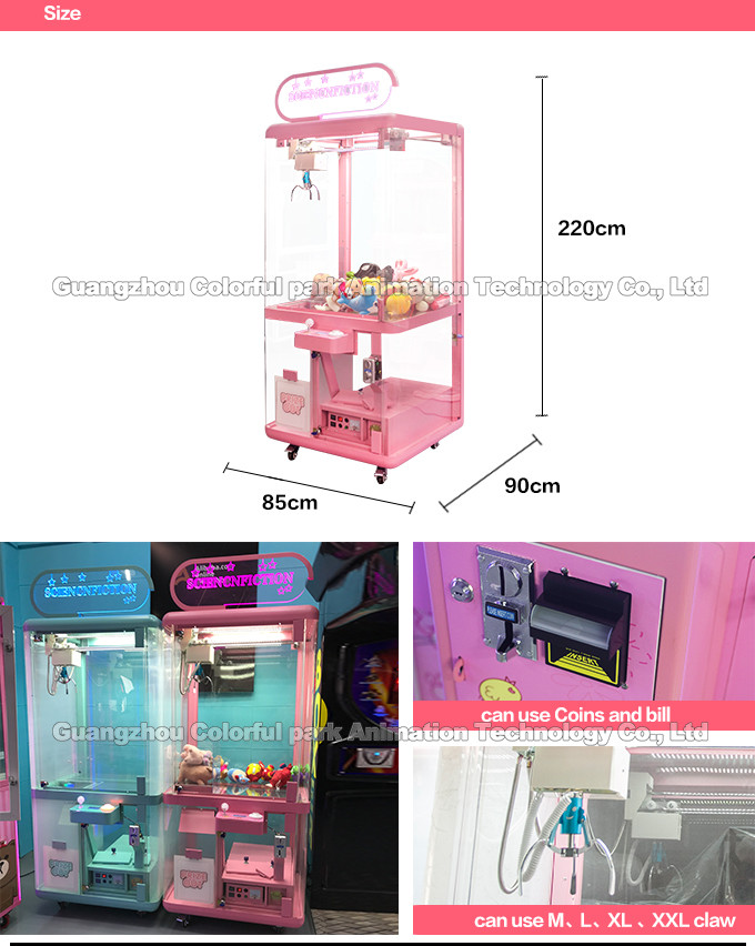 Coin operated games Arcade Gift machine fully Transparent metal glass doll toy claw crane machine