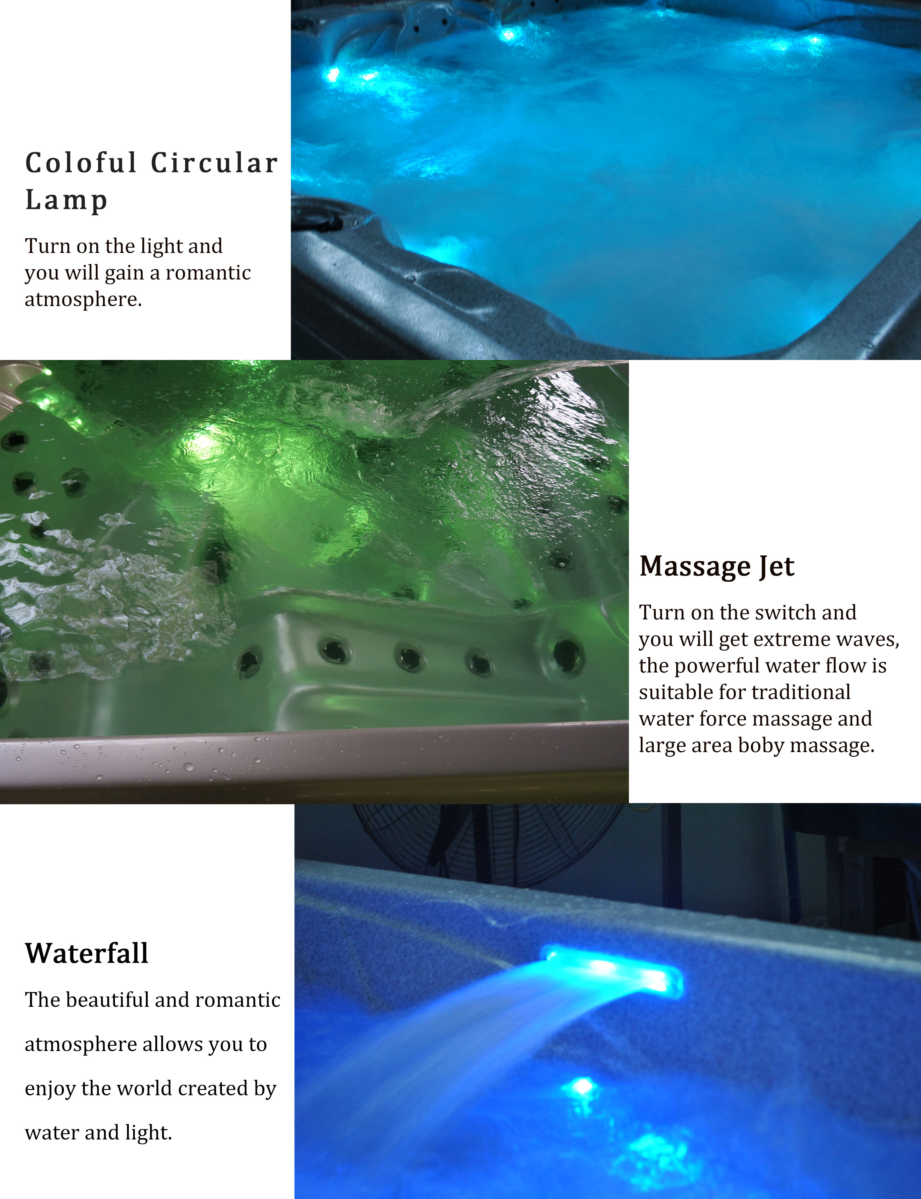 New Outdoor Spa Acrylic Massage Spa Indoor Whirlpool Bathtub Hot Tub