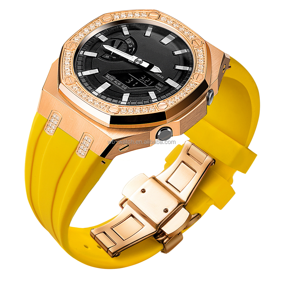 5th Generation Custom Luxury Mod Kit For Casioak Ga 2100 Silicone Band And Diamond Set