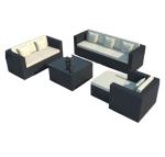 Luxury Modern Patio Garden Furniture Black Rattan Outdoor Sofa Coffee Table Set