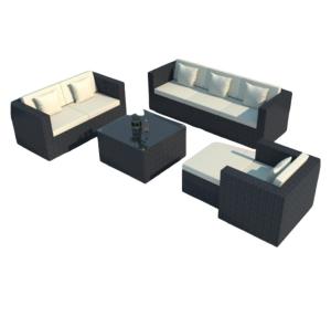 Quality Luxury Modern Patio Garden Furniture Black Rattan Outdoor Sofa Coffee Table Set Steel Rattan Chair Outdoor Furniture wholesale