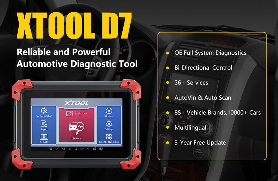 XTOOL D7 Automotive Diagnostic Tool Support OE-Level Full Diagnosis with 36+ Services IMMO/Key Programmin