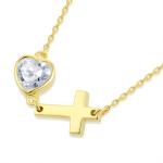 YASVITTI Bezel Heart Cubic Zirconia Necklace 925 Silver Classic Cross Plain