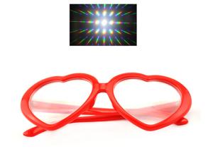Quality Red Heart Frame Plastic Diffraction Fireworks 3D Rainbow Glasses For Party wholesale