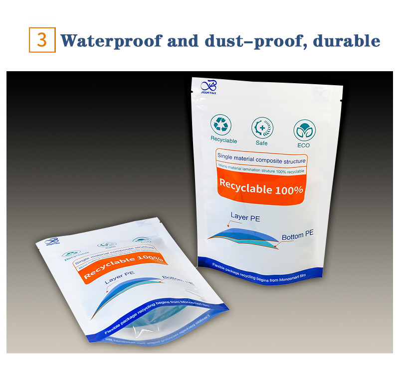 Custom Stand Up Pouch Bags For Food Snacks Recycling Eco-Conscious Enduring Recycled Responsible Packaging