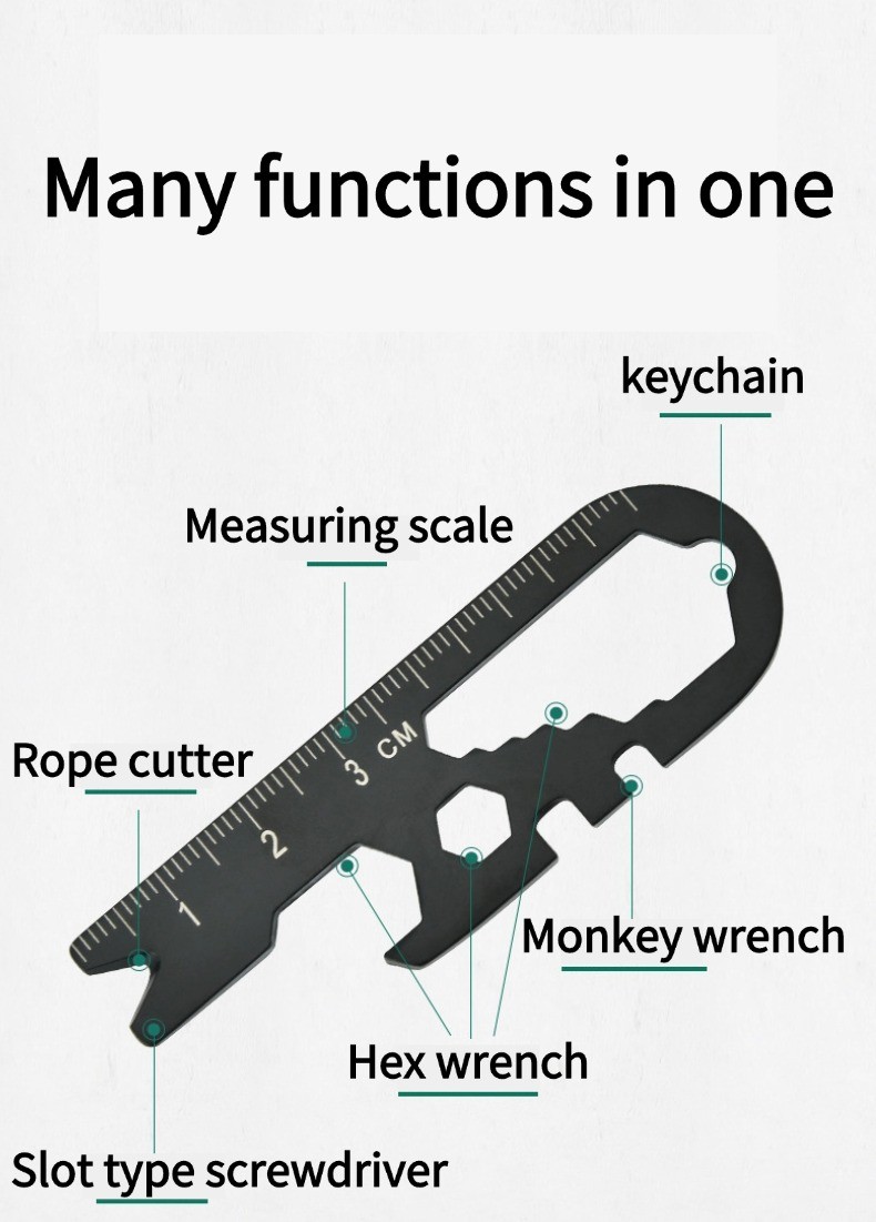 Multifunction Outdoor Survival Keychain EDC Card Tools Portable Small Wrench