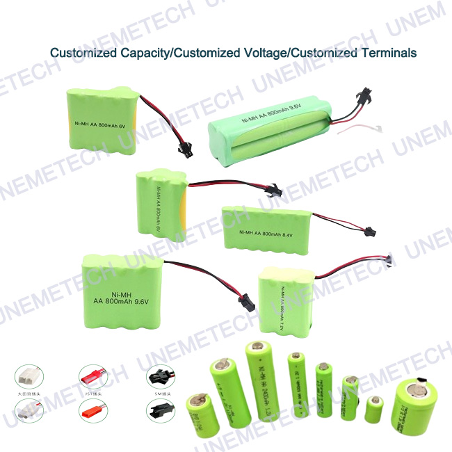 UNEMETECH Ni-MH Rechargeable Battery AA1200 1.2V AA 1200mAh for Emergency Lamp