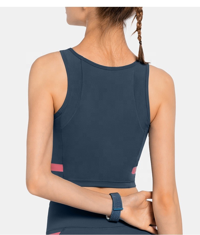 Womens Crop Tank Tops High Neck Workout Running Yoga Bra Tank Top