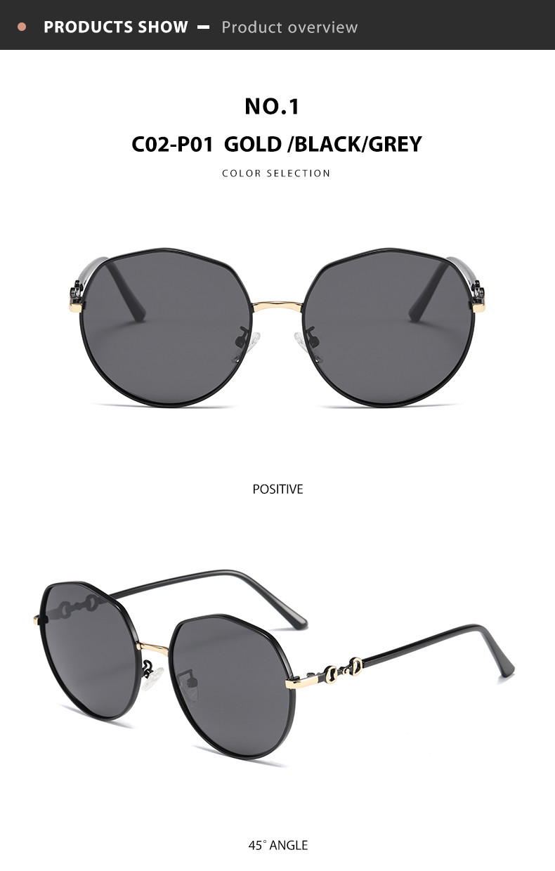 Female Round Metal Sunglasses Anti UV Lightweight Durable Longevity
