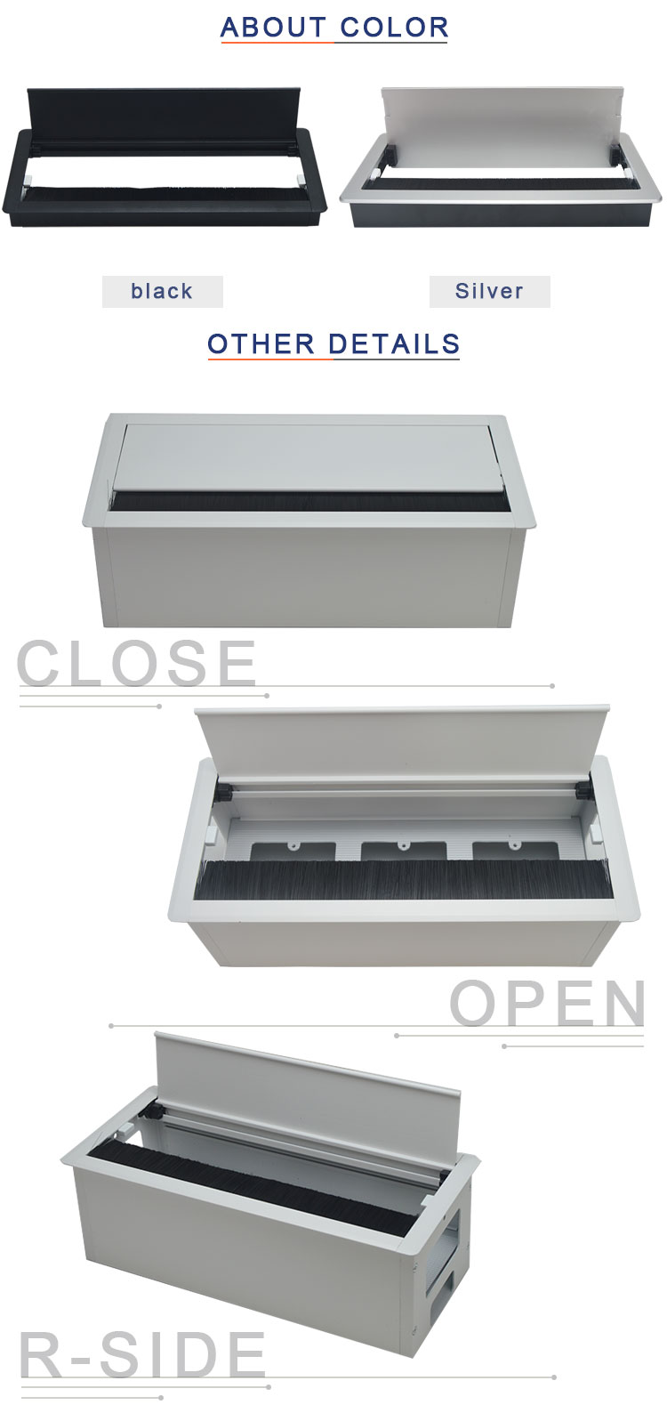Conference office room used aluminum table brush desk grommet box
