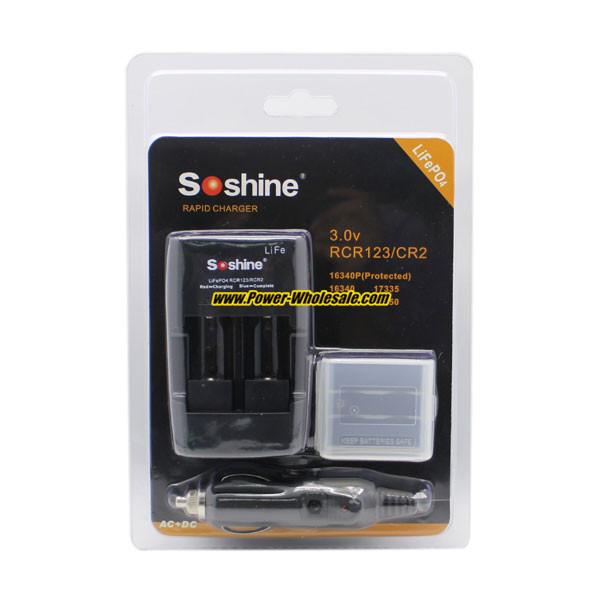 Soshine RAPID CHARGER For LiFePO4 RCR123 CR2 3.2V batteries, dual led charger