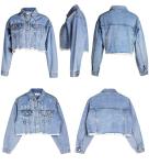 ​Oem Factory Manufacturer Custom Logo Distressed Cropped Jacket Vintage Wash