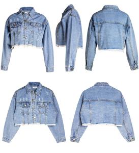 Quality ​Oem Factory Manufacturer Custom Logo Distressed Cropped Jacket Vintage Wash Denim Coat wholesale
