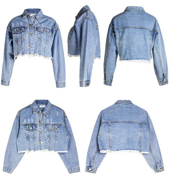 ​Oem Factory Manufacturer Custom Logo Distressed Cropped Jacket Vintage Wash